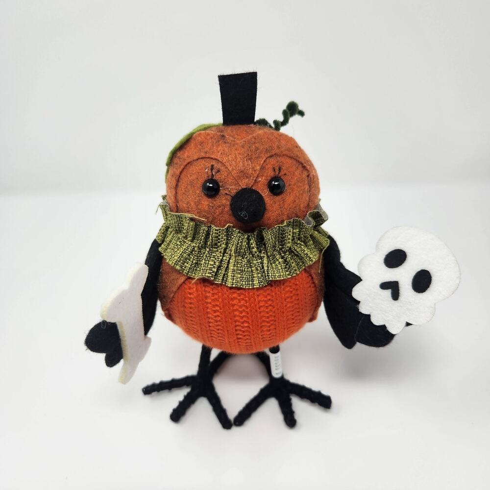 Ross Halloween Pumpkin Skull Felt Bird